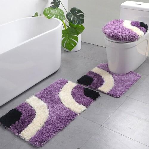 3Pcs/Set Combination European-Style Geometric Abstract Floor Mat Household Bathroom Water-Absorbing Anti-Slip Mat U Seat Cushion