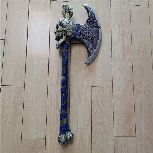 Cosplay Blue Skull Axe Prop Halloween Role Playing Movie Game Anime Cosplay Axe Model PU Prop Weapons Holiday Gift 59cm