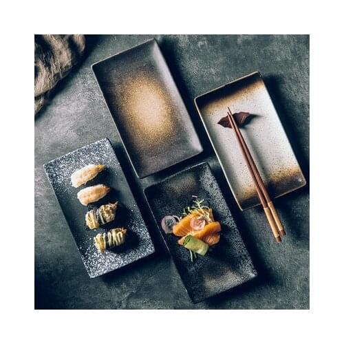 Creative large rectangular plate Japanese ceramic plate sushi plate large size flat plate nice tableware