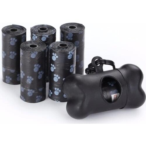 Holapet Paw Printed Pet Poop Bags Dog Waste Bags - ( 5 Rolls + Free Poop Bag Dispenser ) Outdoor Pet Products