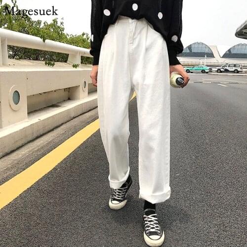 Fashion Streetwear Pants Women High Waist Loose Wide Leg Jeans Women Casual Slim Boyfriend Jeans For Women Denim Trousers 11339