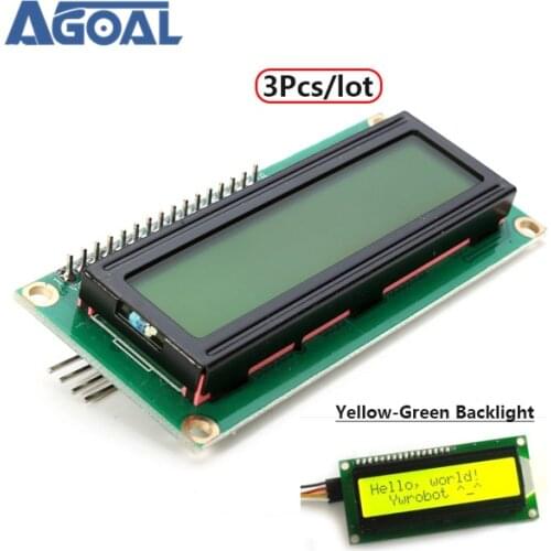 3Pcs/lot 5V IIC/I2C+1602 Yellow-Green Backlight LCD Display Module Free Shipping