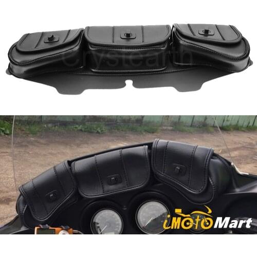 Motorcycle 3 Pocket Windshield Bag Windscreen For Harley Touring Electra Street Electra Glide FLHX FLHT FLHXS FLHTK FLHTCU 96-13