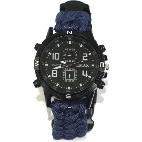 Men Military Watch Waterproof Wristwatch LED Quartz Clock Outdoor Sport Watch Compass Thermometer Emergency Watch A1-SES0001