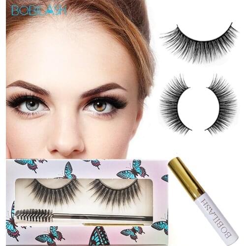 1Pair Eyelashes Set Lash Box Beauty Natural Eye Lashes Eyelash Glue Eyelash Extension Makeup Brushes Gift Box