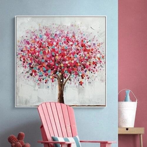 Modern Pink Abstract Trees Landscape Canvas Painting Oil Painting Colorful Pop Art Canvas Living Room Home Decoration Cuadros
