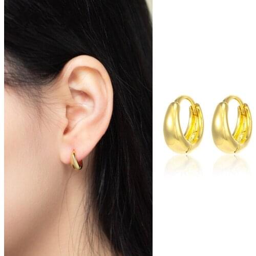 Small Exquisite Gold Smooth Hoop Earrings for Women Female Party Daily Wearable Hoops Earring Gold Jewelry