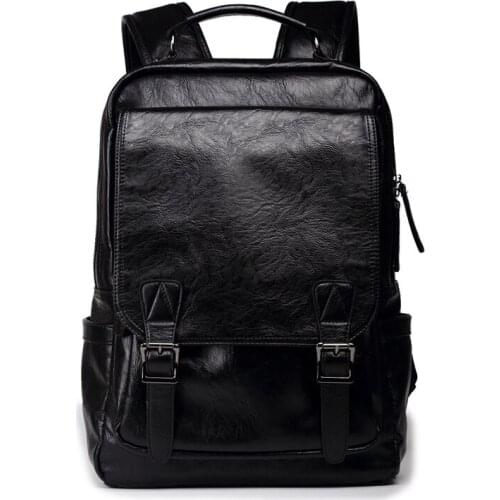 New Arrival Male Functional bags Fashion Men Travel backpack PU Leather backpack big capacity Men laptop School Bag Boy Leisure
