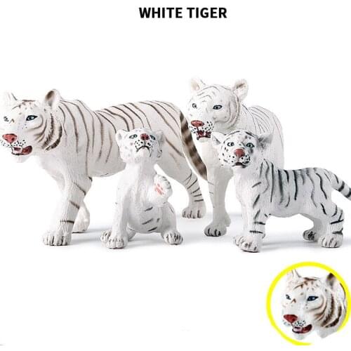 New Styles Original Wild Animals World White Tiger Famliy Model Action Figurines Miniature Collection Toy For Kids