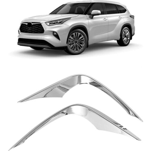 For Toyota Highlander 2020 2021 Front Fog Light Lamp Cover Trim Bumper Molding Garnish Eyebrow Eyelid