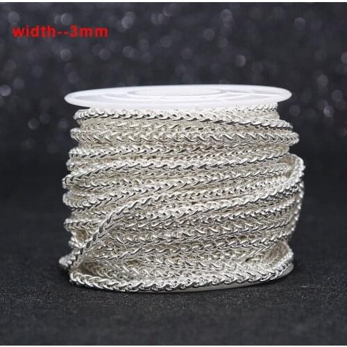 3mm Width White plated Stainless Steel Wheat Braided Chain For DIY necklace bracelet Link Chains making Top Quality