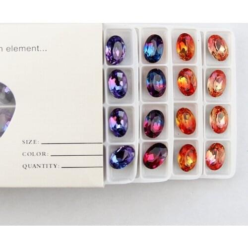 Multicolor Oval Shape Tourmaline Rhinestones Glue on Strass Crystal Stones for DIY Craft Scrapbooking Decoration