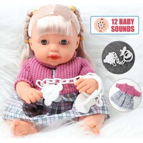 12 inch simulation sound Silicone Realistic bebe reborn Doll 30.5 cm lifelike Baby twin Doll Clothes nipple set for toy children