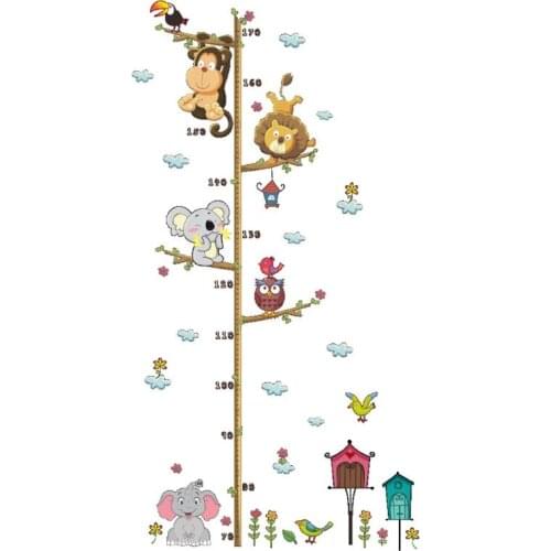 Cartoon Animal Kids Height Measure Decal Removable DIY Kindergarten Home Kids Room Decoration