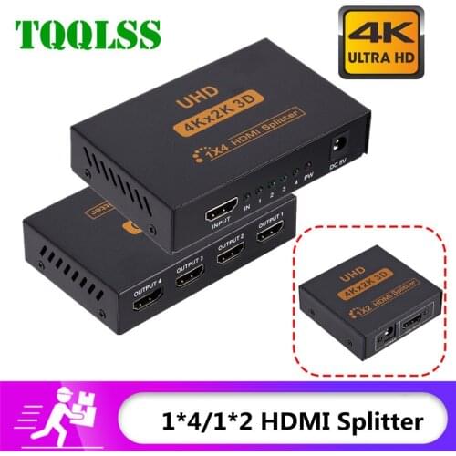 TQQLSS 4K 1X4 HDMI-compatible Splitter Full HD 1080p Video HD Switch Switcher 1X2 Dual Display 1 in 2 out For HDTV DVD PS3 Xbox