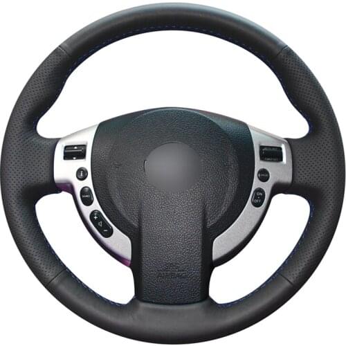 Hand-stitched Black PU Artificial Leather Car Steering Wheel Cover for Nissan Qashqai 2007-2013 Rogue 2008-2013 X-Trail