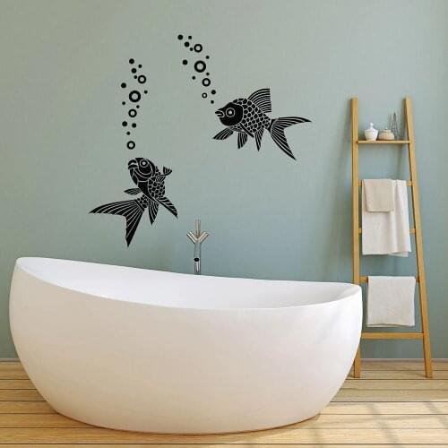 Aquarium Fish Wall Sticker For Living Room Sea Ocean Water Bubbles Vinyl Wall Decal Decor Bathroom Modern Home Decoration W920