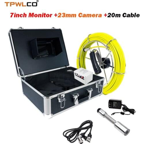 20m Cable 23mm High Quality Drain Camera With 12pcs LEDS 7" LCD TFT Waterproof CCTV Pipeline Video Inspection Camera System