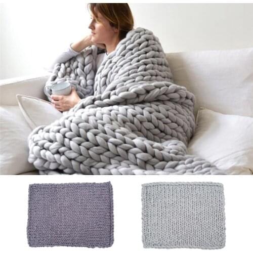 High Quality Hand-knitted Crochet Knitted Blanket Thick Bulky Knitting Throw Blanket Chunky Knit Blanket for Home Camping Hiking