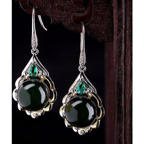 Uglyless Natural Gradient Amber Earrings for Women Vintage Palace Style Gemstones Floral Evening Dress Earrings 925 Silver E1906