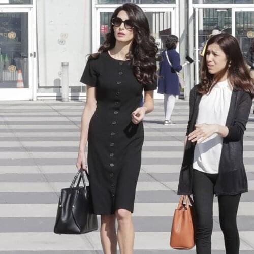 Runway High Quality New Womens Summer Designer Fashion Workplace Party Office Sexy Casual Vintage Elegant Black Knee Dress