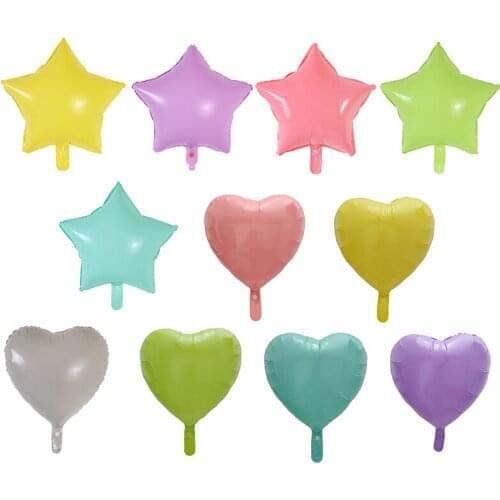 10pcs 18inch Macaron Color Pastel Candy Foil Balloons Heart Star Helium Baloons For Birthday Party Wedding Decoration Kids Toys