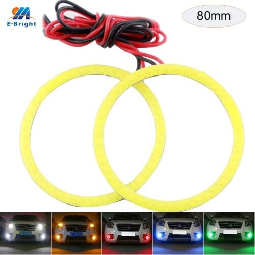 YM E-Bright COB Angel Eyes 80MM 2Pieces(1pair) Auto Halo Rings 63 SMD COB 8cm Angel Eye Car Headlight Motorcycle White 12V
