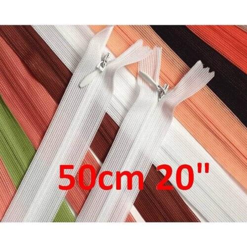 20pcs Enviormental 3# Invisible Zippers Net Length 50cm 20" Nylon Close End