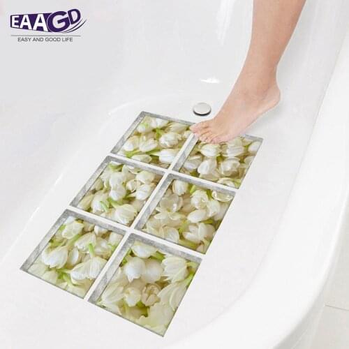 6Pcs/Set Jasmine Bath Treads Sticker Safety Non Slip Bath Tub Tattoos Tub Stickers Tub Decals Tub Appliques