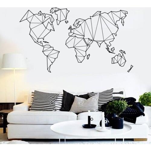 Abstract Map World Geography Wall Stickers Earth Home Decor Living Room Bedroom Decoration Wall Art Murals