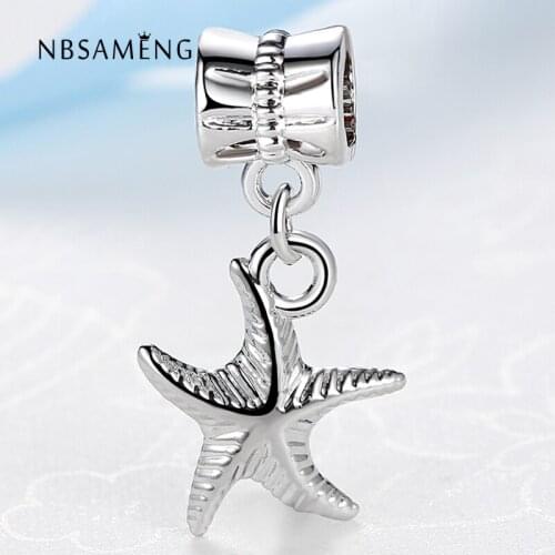 White Pendant Sea Star Charm Beads Fit Women Snake Chain Diy Bracelets & Bangles Jewelry YW15577