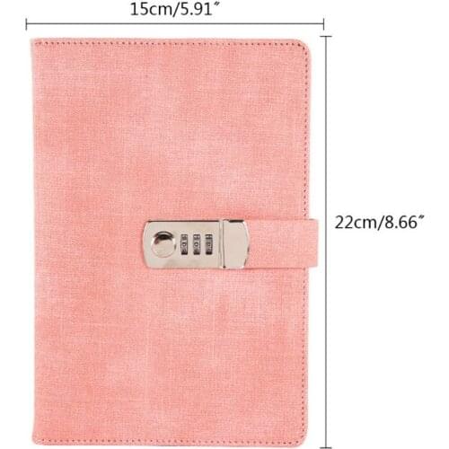 A5 Notebook with Password Lock Leather Agenda Diary Week Planner Notepad School Stationery