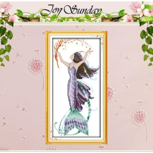 Purple Mermaid Patterns Counted Cross Stitch 11 14CT Cross Stitch Sets Wholesale Chinese Cross-stitch Kits Embroidery Needlework