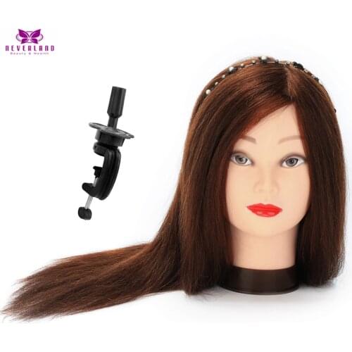 Neverland Dispatch 100% Real Hair Training Head Mannequin Head for Hairdresser Hairdressing Training Head + Clamp Holder