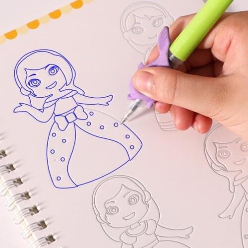 Groovebook Anime Princess Dinosaur Fruit Drawing Learning Copybook Magic Pen Concave Writing Paste Pictures Book For Children