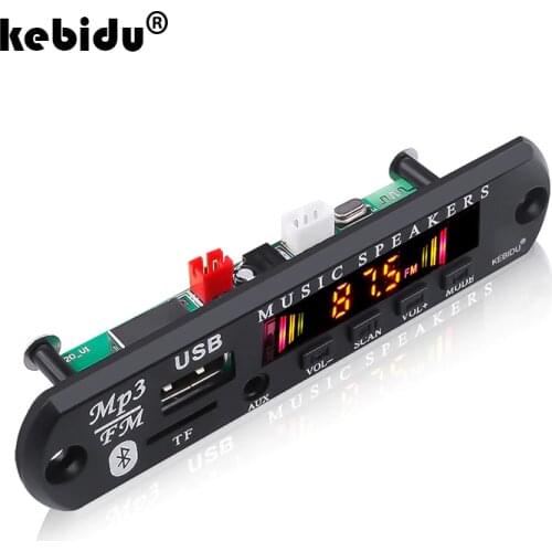 Kebidu 5V 12V Wireless Bluetooth 5.0 MP3 WMA Decoder Board Audio Module Support USB TF AUX FM Audio Radio Module