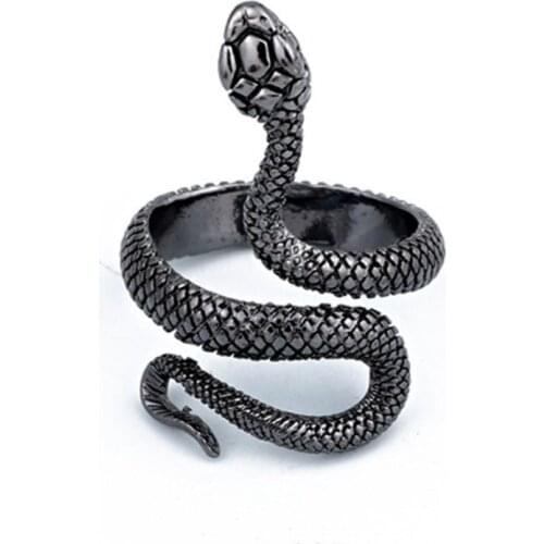 European New Retro Punk Exaggerated Spirit Snake Fashion Personality Stereoscopic Opening Adjustable Ring Jewelry