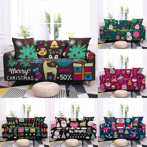 Christmas Sofa Set Furniture Elastic Slipcover 1/2/3/4 Seater Sofa Cover For Living Room Anti-Slip Protective Couch Cover Towel