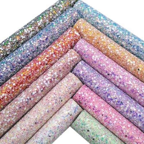 Chunky Glitter Faux Vinyl Fabric with Felt Backing Glitter Leather Sheets For Earrings Bows DIY 21X29CM GM2361A