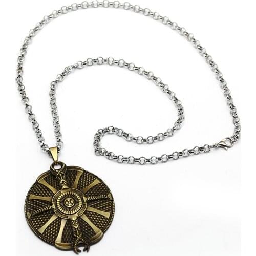 Game Men Trendy God Of War 4 Kratos Guardian Shield Pendant Necklace Fashion Vintage Necklace Male Jewelry Gifts