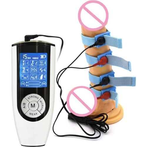 Male Penis Extender Enlargement Electro Shock Penis Rings Set Electric Stimulation Cock Ring Medical Sex Toy For Man Masturbator