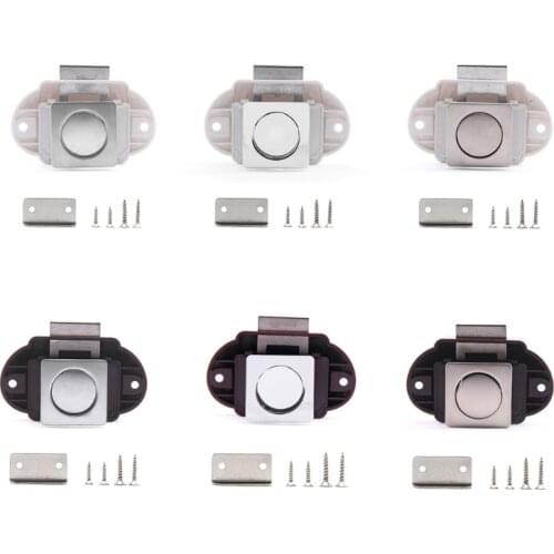 N58C Push Button Catch Lock Drawer Cabinet Door Keyless Latch Knob Push to Close Latch for Rv Boat Hardware Button Lock