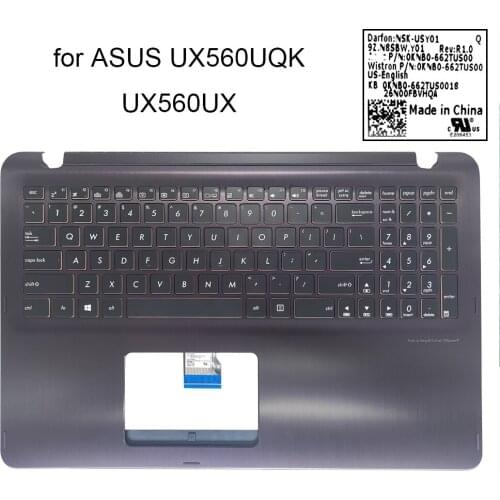New US English laptop backlit keyboard topcase palmrest for Asus zenbook UX560UQK UX560UX UX560 Q524UQ 90NB0CE1-R30290 662TUS00