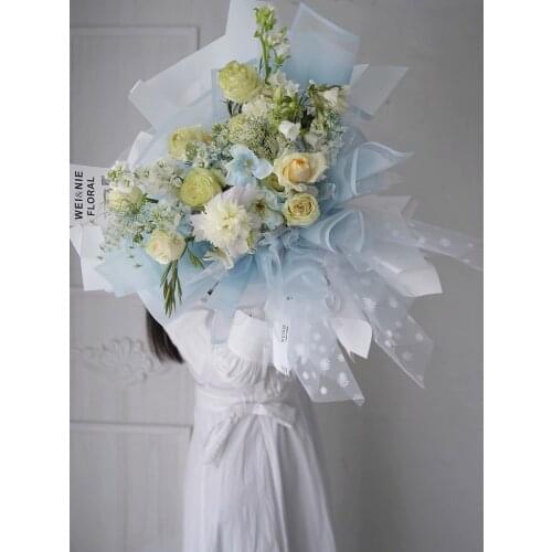 New Flower Shop Floral Packaging Mesh Gauze Hearty Yarn Fresh Little Daisy Gift Flower Packaging Mesh Paper 50cm 5yards