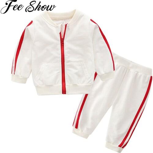 2021 Autumn Fashion Baby Girls Boys Clothes Cotton Long Sleeve Solid Zipper Jacket+Pants 2pcs Bebes Tracksuit Baby Clothing Set