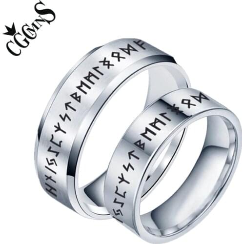 Punk Fashion Style Antique Retro Couple Jewelry Viking Ring Amulet Vintage Norse Scandinavian Rune Rings For Lovers Gifts