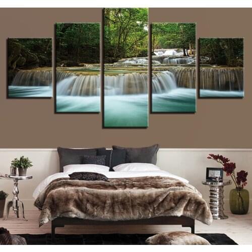 Landscape Sky Cloud Star Mountain River Hot Air Balloon 5 Piece Wall Pictures For Living Room Color Painting Art Home Decor