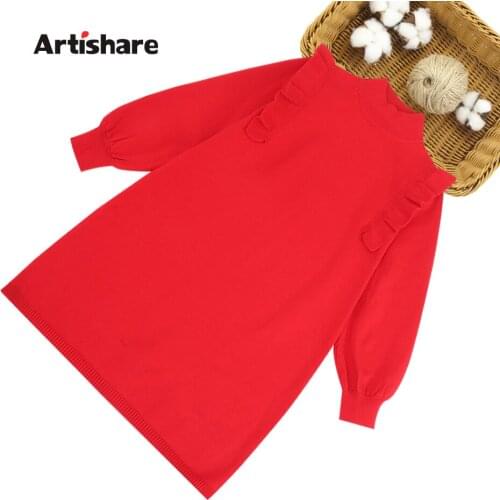 Girls Sweater Dress Solid Color Knitted Dresses For Girl Casual Style Children Dresses Spring Autumn Childrens Clothing