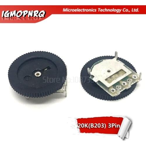 5pcs Double Gear tuning potentiometer B203 20K 3pin 16*2mm Dial Potentiometer