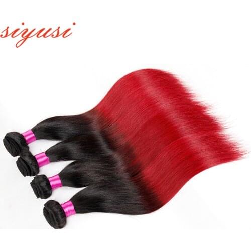 SIYUSI Ombre Brazilian Human Hair Weave Straight Dye 1b/99j 1b/30 1b/27 1b/4/27 1b/burg Red Remy Hair Bundles Deals